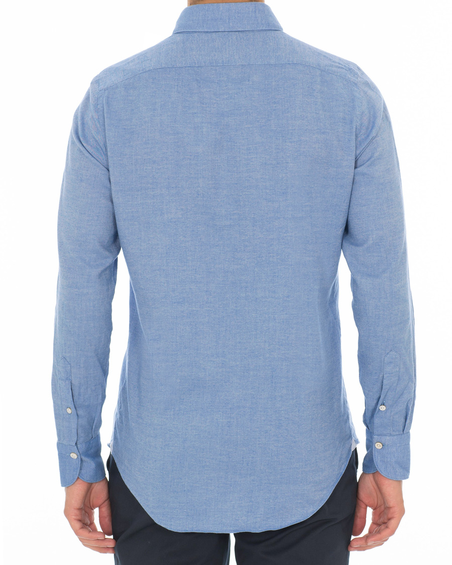 Herre | Skjorter | Finamore Napoli | Tokyo Slim Fit Flannel Shirt Light Blue