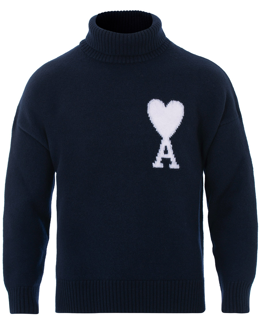 Herre | Gensere | AMI | Oversized Heart Logo Wool Rollneck Navy