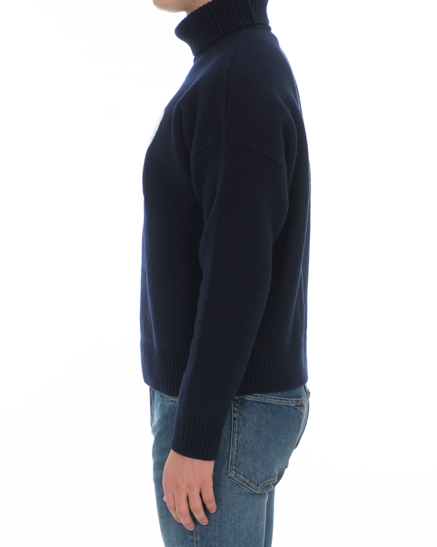 Herre | Gensere | AMI | Oversized Heart Logo Wool Rollneck Navy