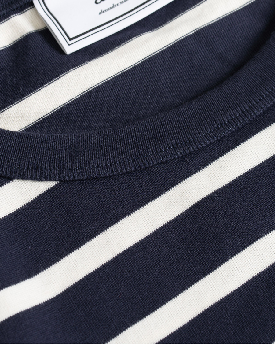 Herre | T-Shirts | AMI | Striped Long Sleeve Tee Ecru/Marine