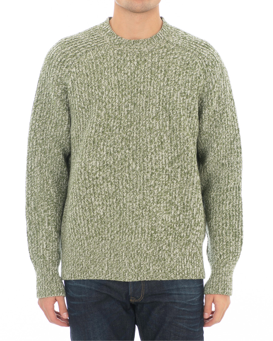 Herre | Gensere | AMI | Mouline Ribbed Crew Neck Sweater Green/White