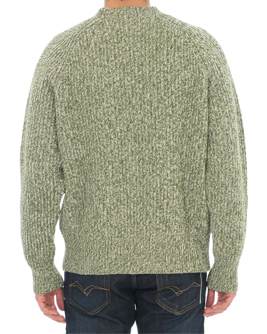 Herre | Gensere | AMI | Mouline Ribbed Crew Neck Sweater Green/White