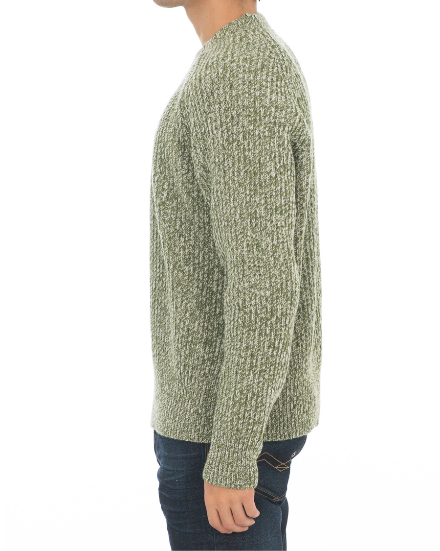 Herre | Gensere | AMI | Mouline Ribbed Crew Neck Sweater Green/White