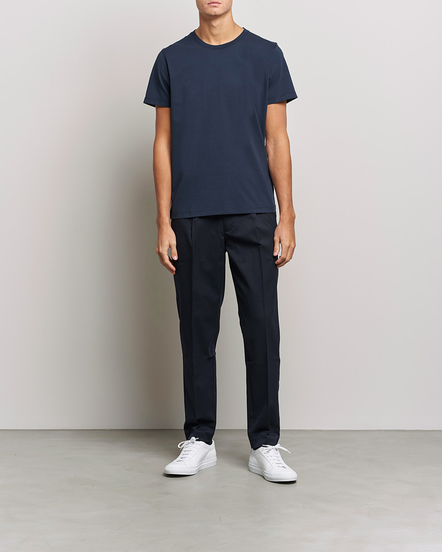 Herre | T-Shirts | NN07 | Pima Crew Neck Tee Navy Blue