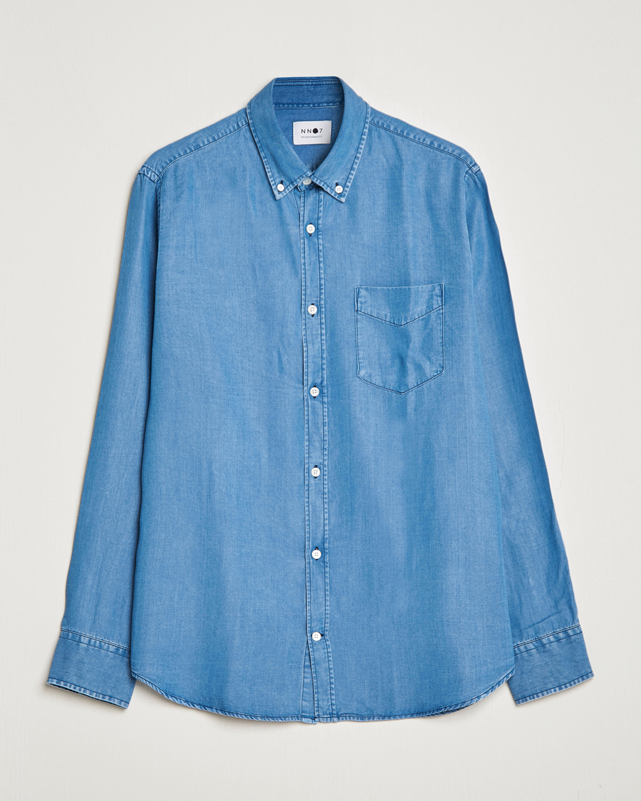 Herre | Skjorter | NN07 | Levon Tencel Denim Shirt Light Blue