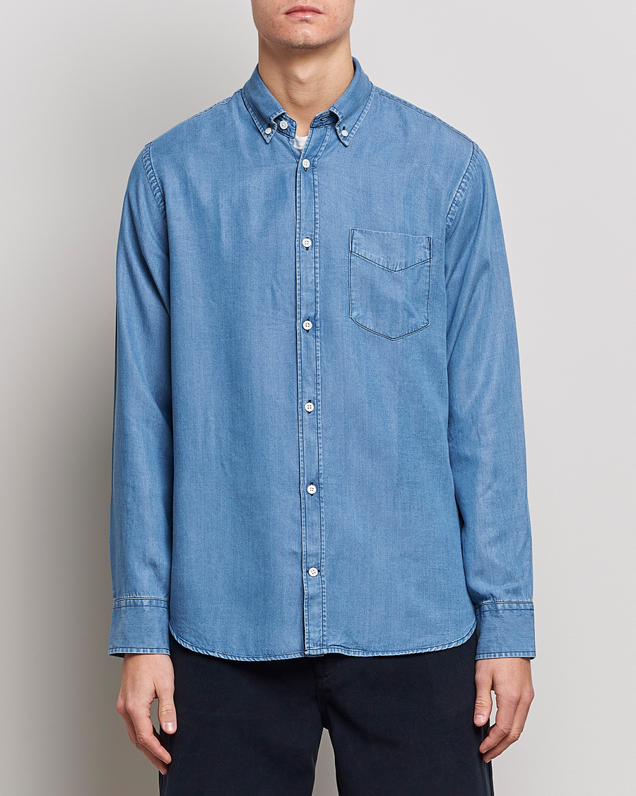 Herre | Skjorter | NN07 | Levon Tencel Denim Shirt Light Blue