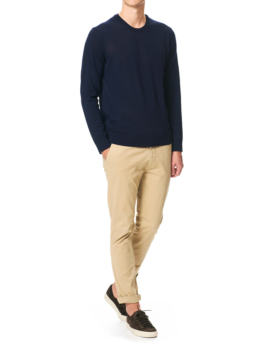Herre | Gensere | NN07 | Ted Extra Fine Merino Crew Neck Pullover Navy Blue