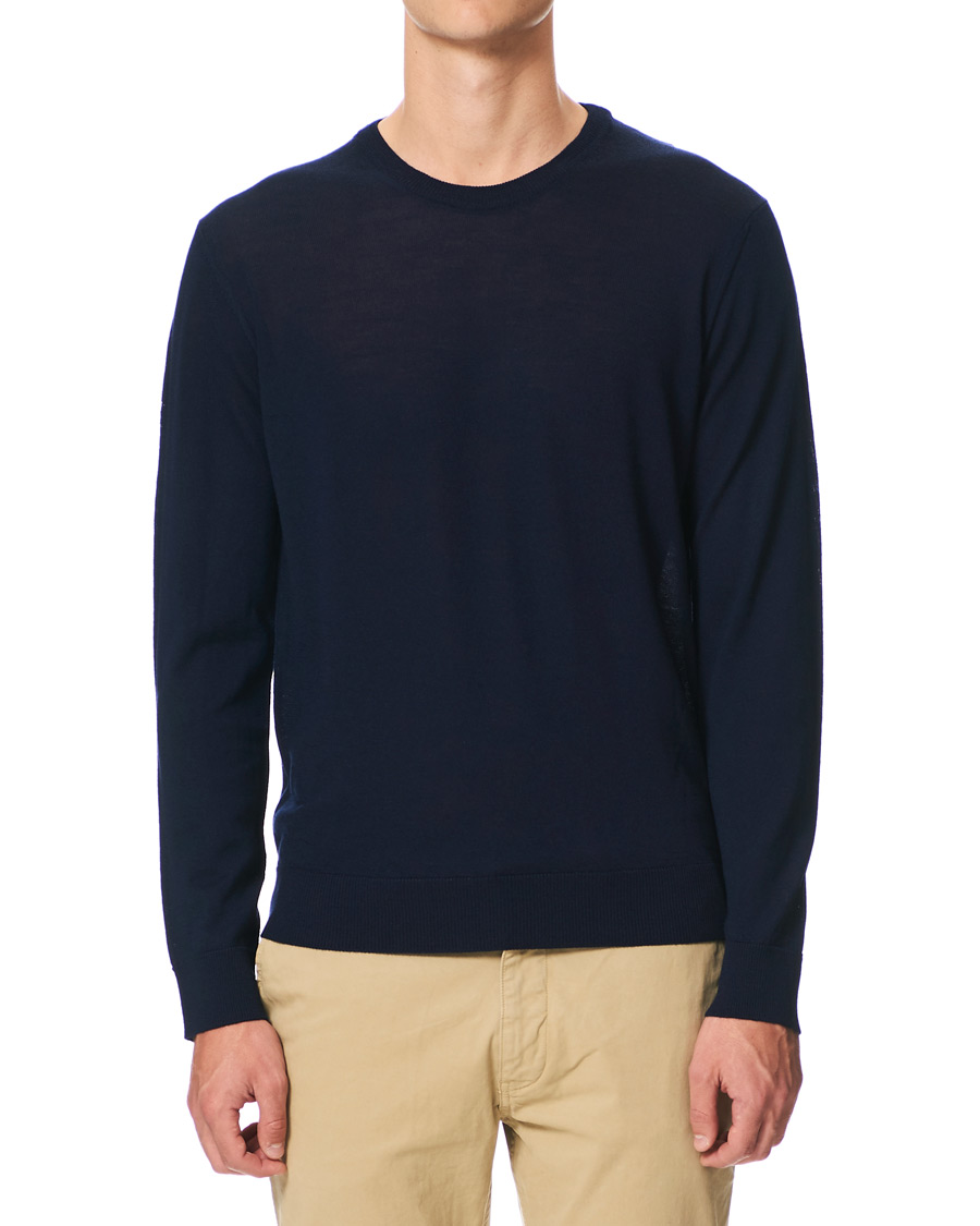 Herre | Gensere | NN07 | Ted Extra Fine Merino Crew Neck Pullover Navy Blue