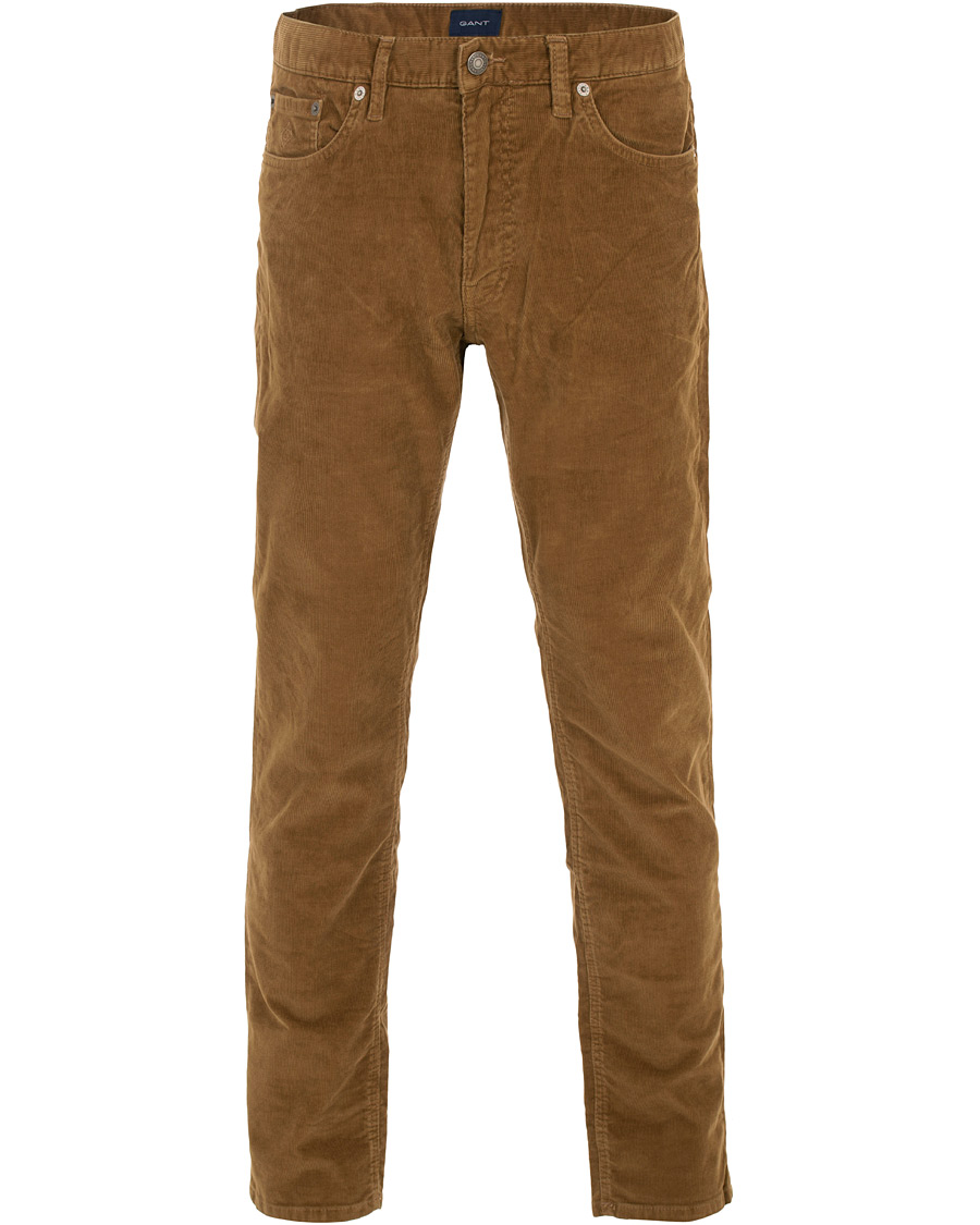 Herre | Bukser | GANT | Slim Fit Corduroy 5-Pocket Jeans Warm Khaki