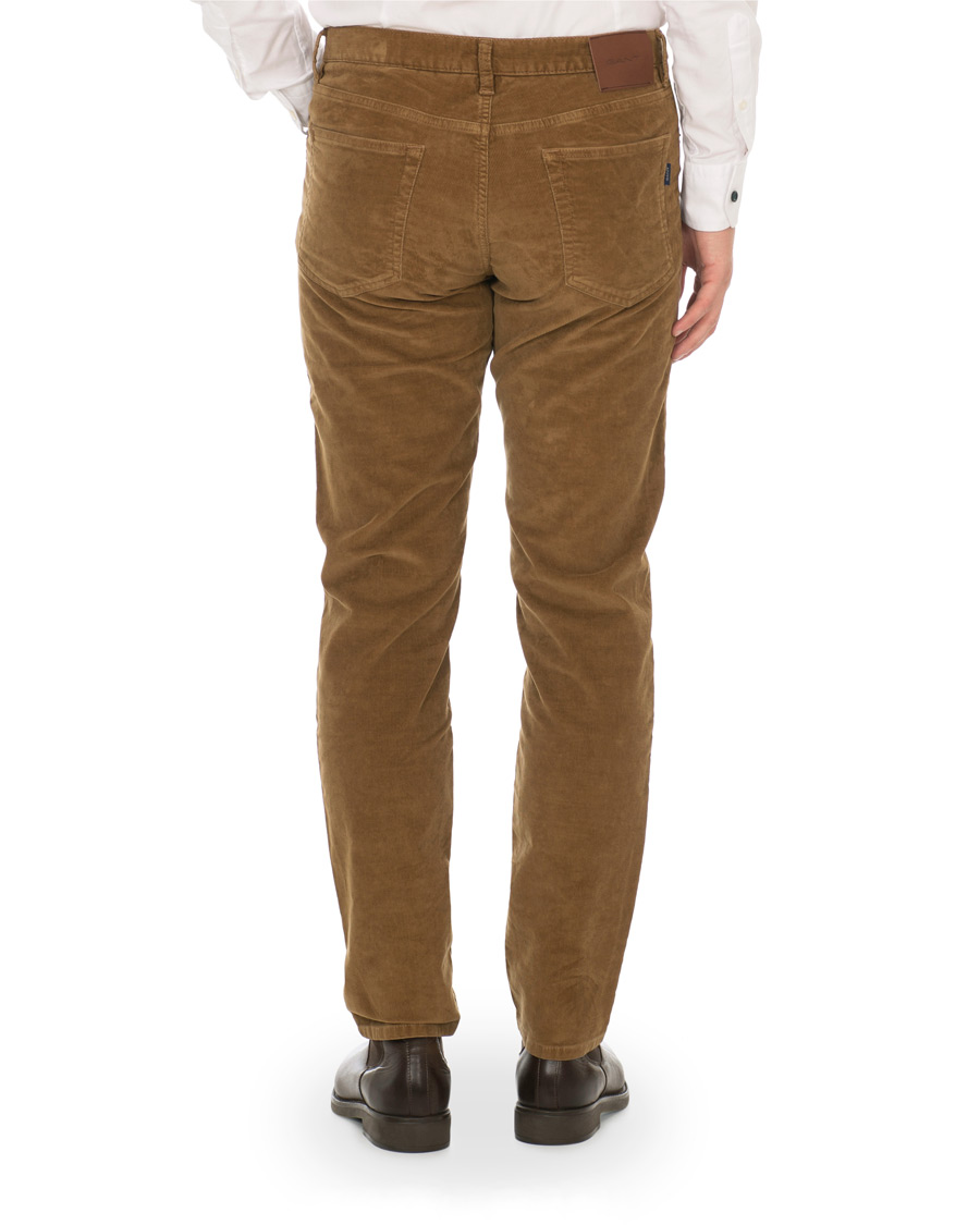Herre | Bukser | GANT | Slim Fit Corduroy 5-Pocket Jeans Warm Khaki