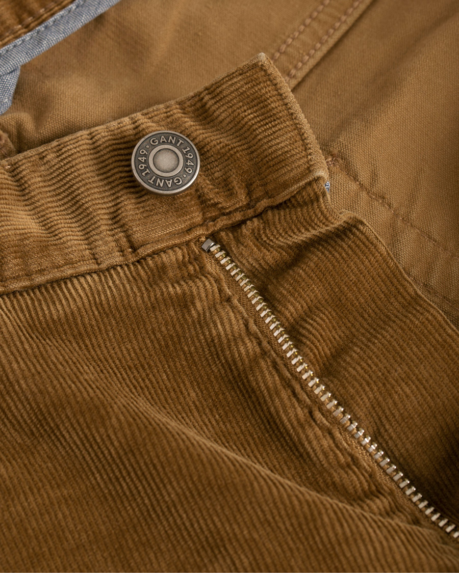 Herre | Bukser | GANT | Slim Fit Corduroy 5-Pocket Jeans Warm Khaki