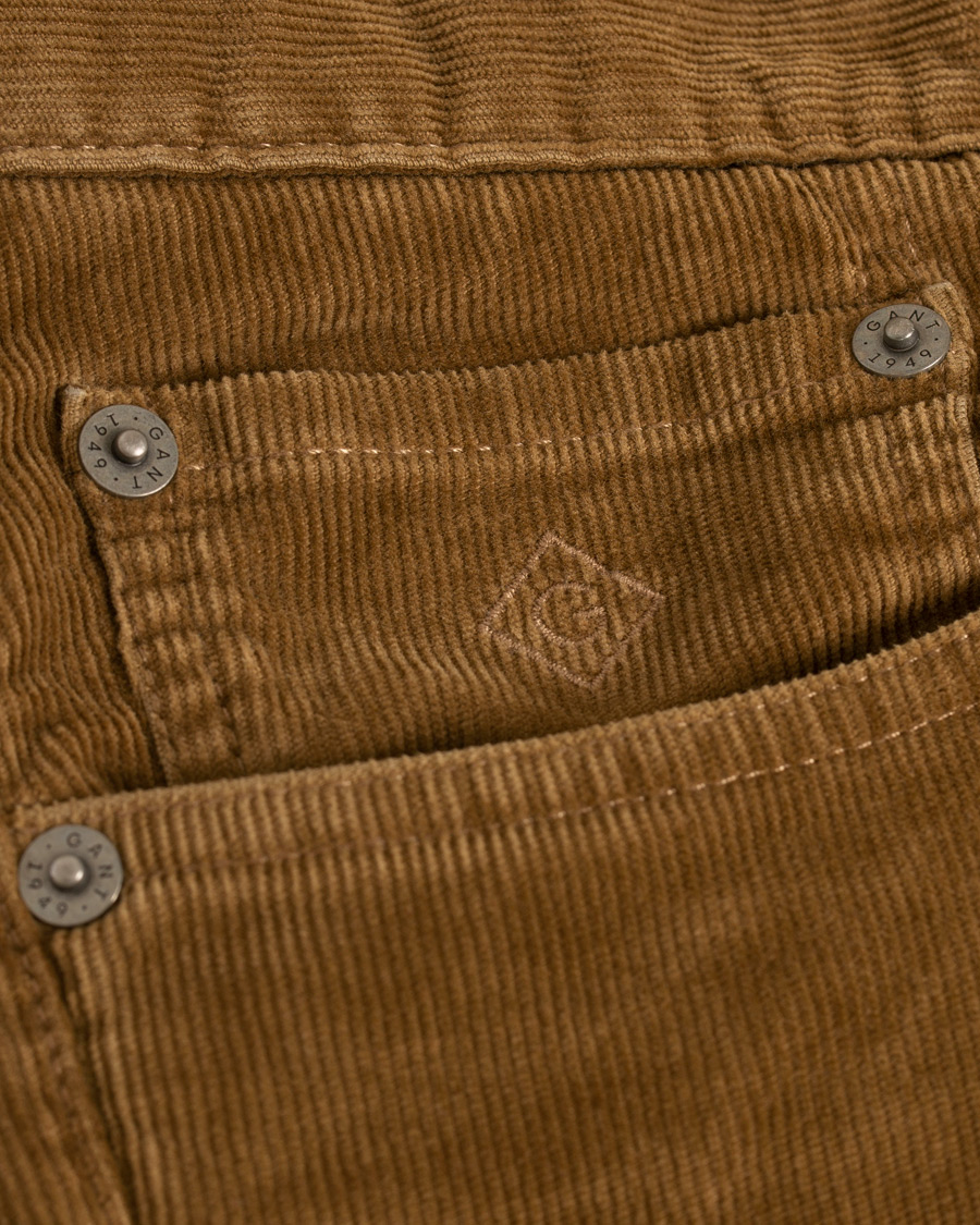 Herre | Bukser | GANT | Slim Fit Corduroy 5-Pocket Jeans Warm Khaki