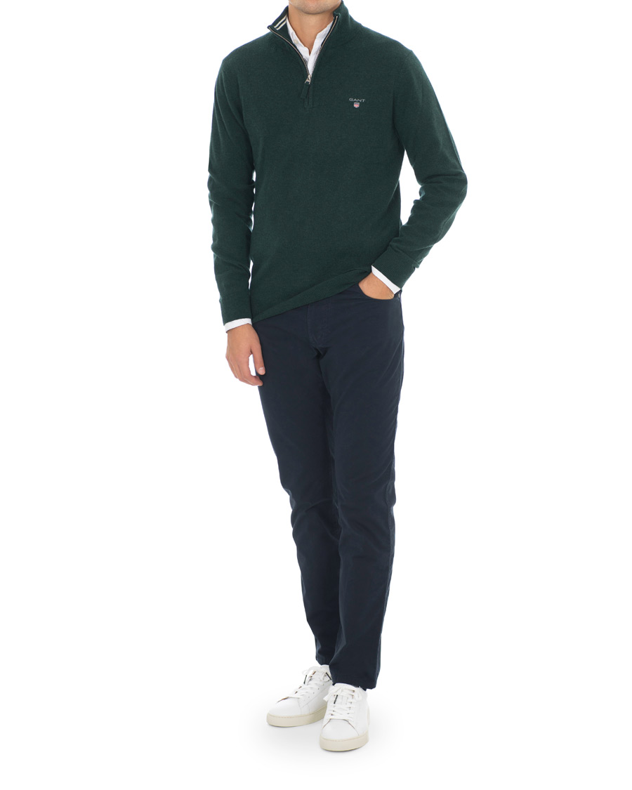 Herre | Gensere | GANT | Lambswool Half Zip Tartan Green