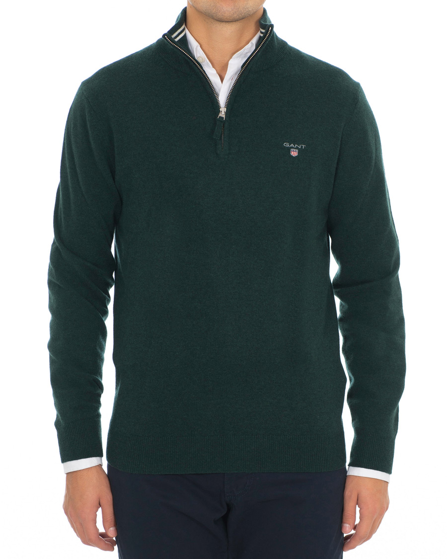 Herre | Gensere | Gant | Lambswool Half Zip Tartan Green