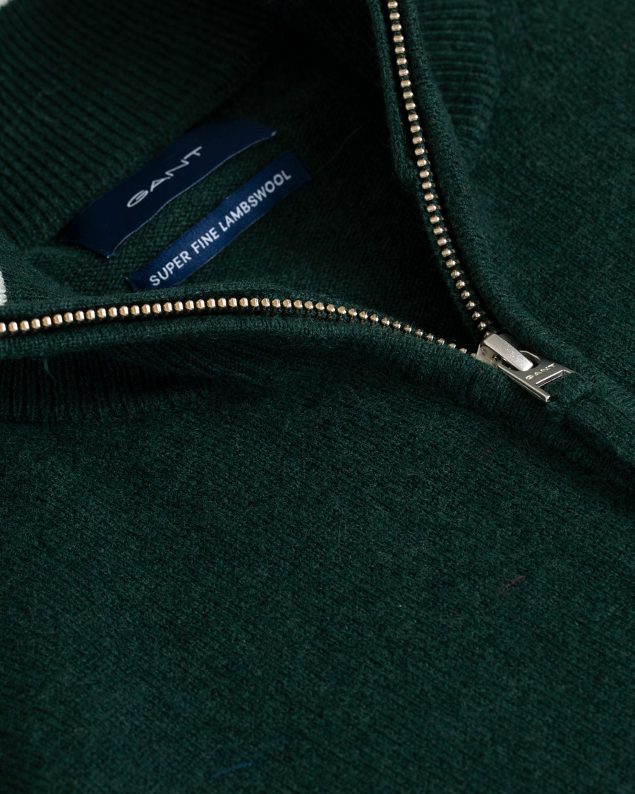 Herre | Gensere | GANT | Lambswool Half Zip Tartan Green