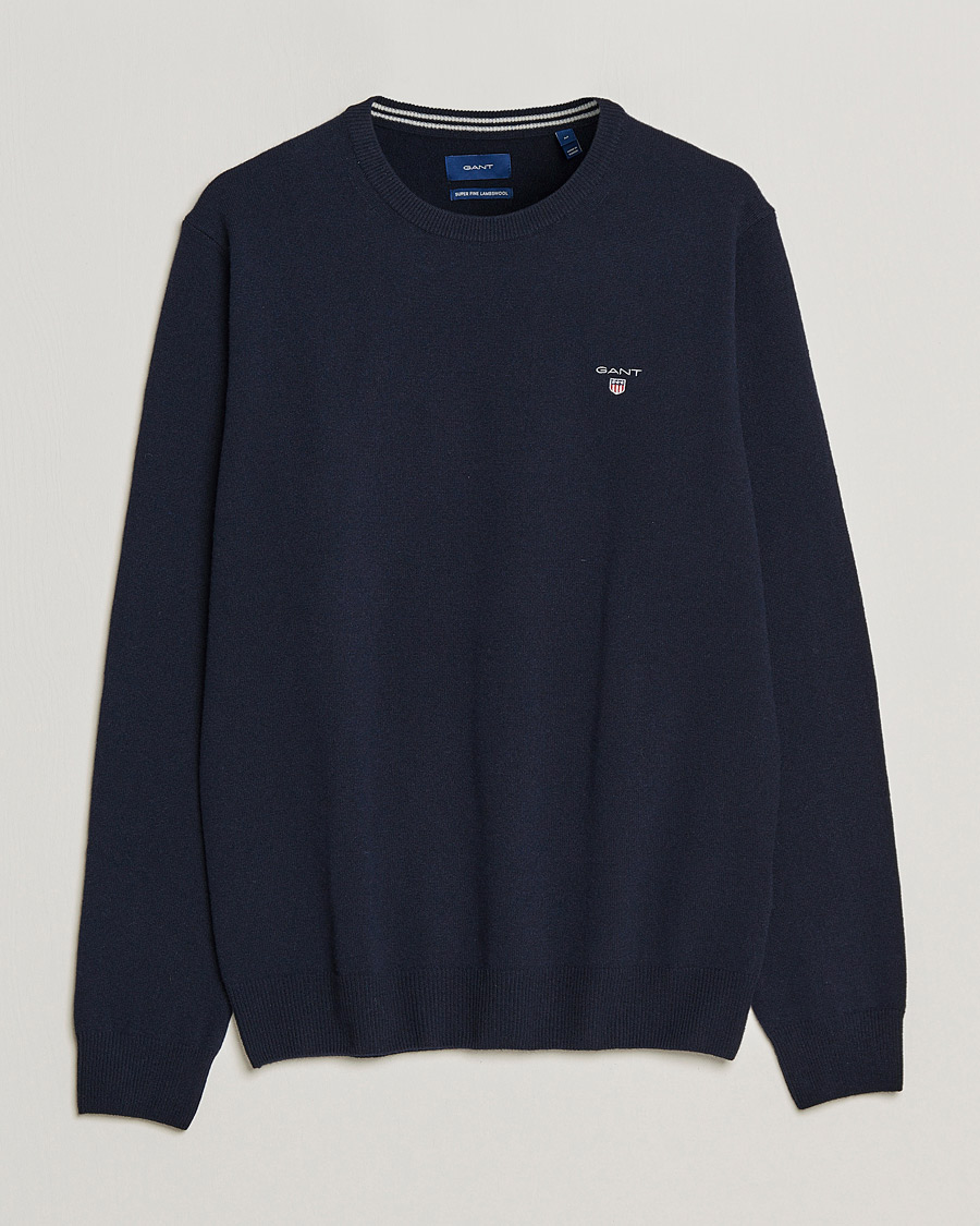 Herre | Gensere | GANT | Lambswool Crew Neck Pullover Marine