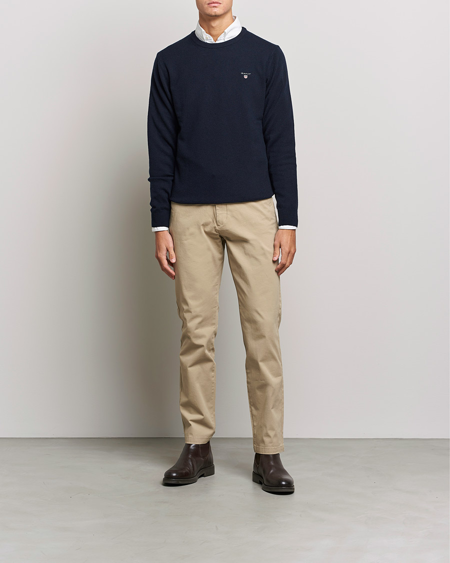 Herre | Gensere | GANT | Lambswool Crew Neck Pullover Marine