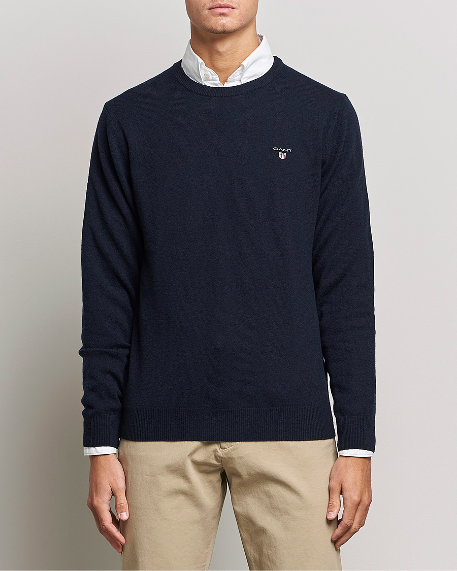 Herre | Gensere | GANT | Lambswool Crew Neck Pullover Marine