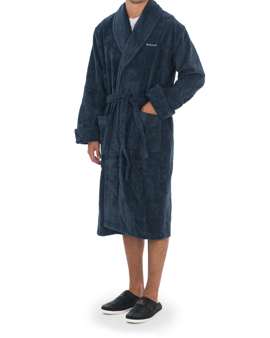 Herre | Pyjamaser og badekåper | GANT | Premium Velour Robe Evening Blue