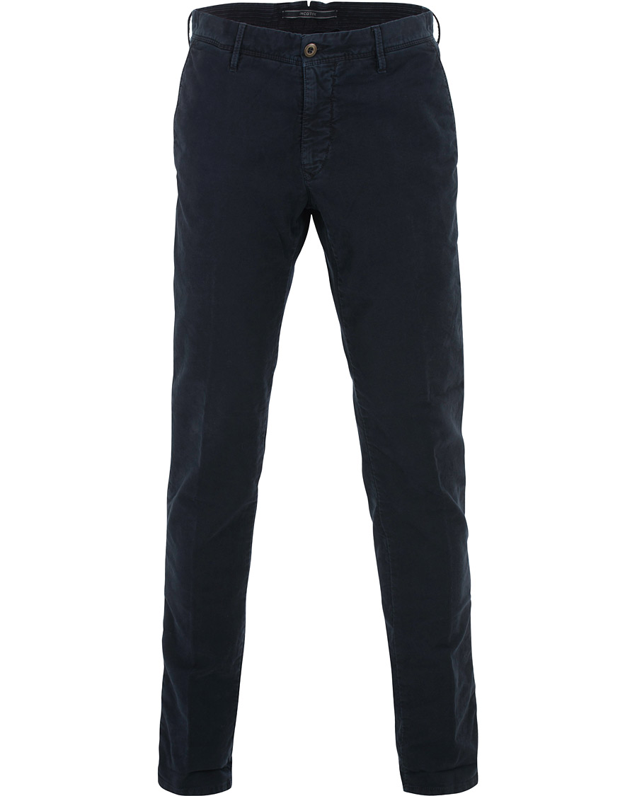 Herre | Bukser | Incotex | Slim Fit Garment Dyed Washed Slacks Navy
