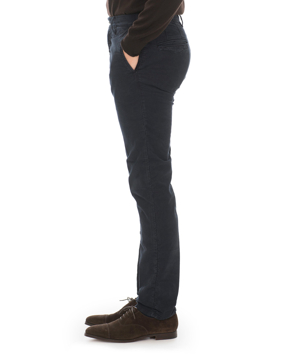 Herre | Bukser | Incotex | Slim Fit Garment Dyed Washed Slacks Navy