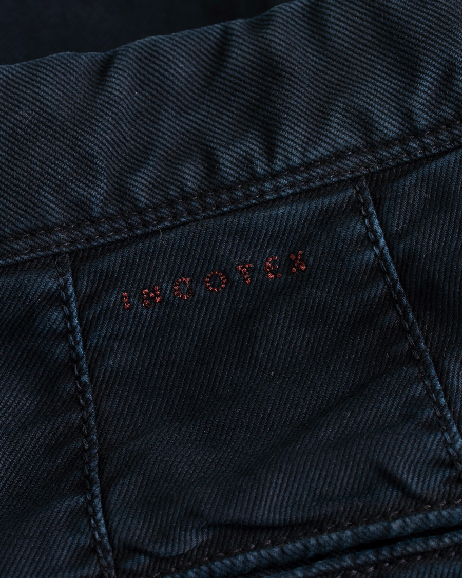 Herre | Bukser | Incotex | Regular Fit Garment Dyed Washed Slacks Navy