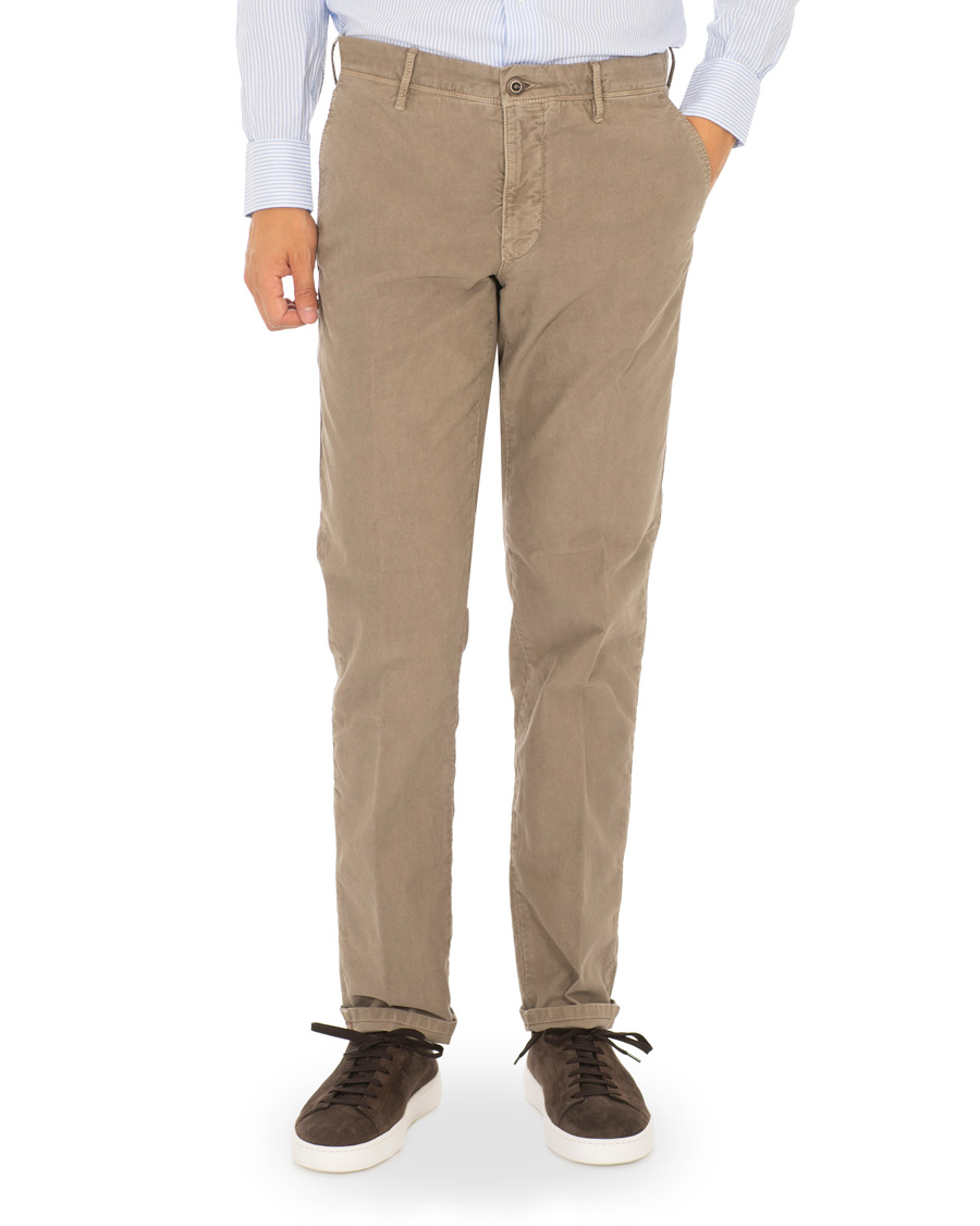 Herre | Bukser | Incotex | Regular Fit Garment Dyed Washed Slacks Sand