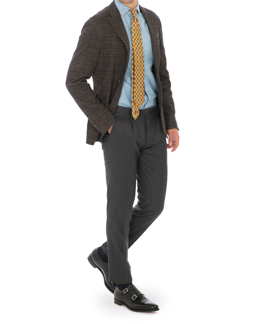 Herre | Bukser | Etro | Single Pleat Flannel Trouser Charcoal 46