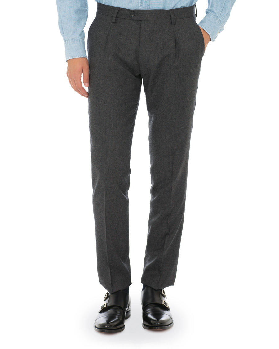 Herre | Bukser | Etro | Single Pleat Flannel Trouser Charcoal 46