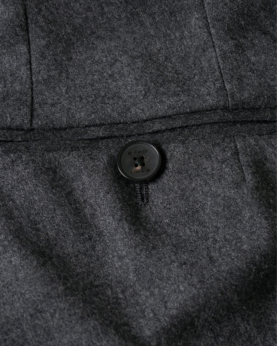 Herre | Bukser | Etro | Single Pleat Flannel Trouser Charcoal 46