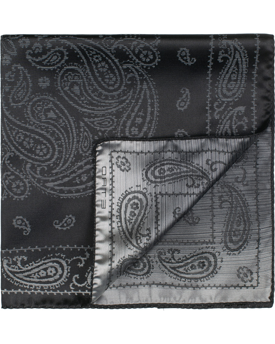 Herre | Etro Paisley Silk Pocket Square Black | Etro | Paisley Silk Pocket Square Black
