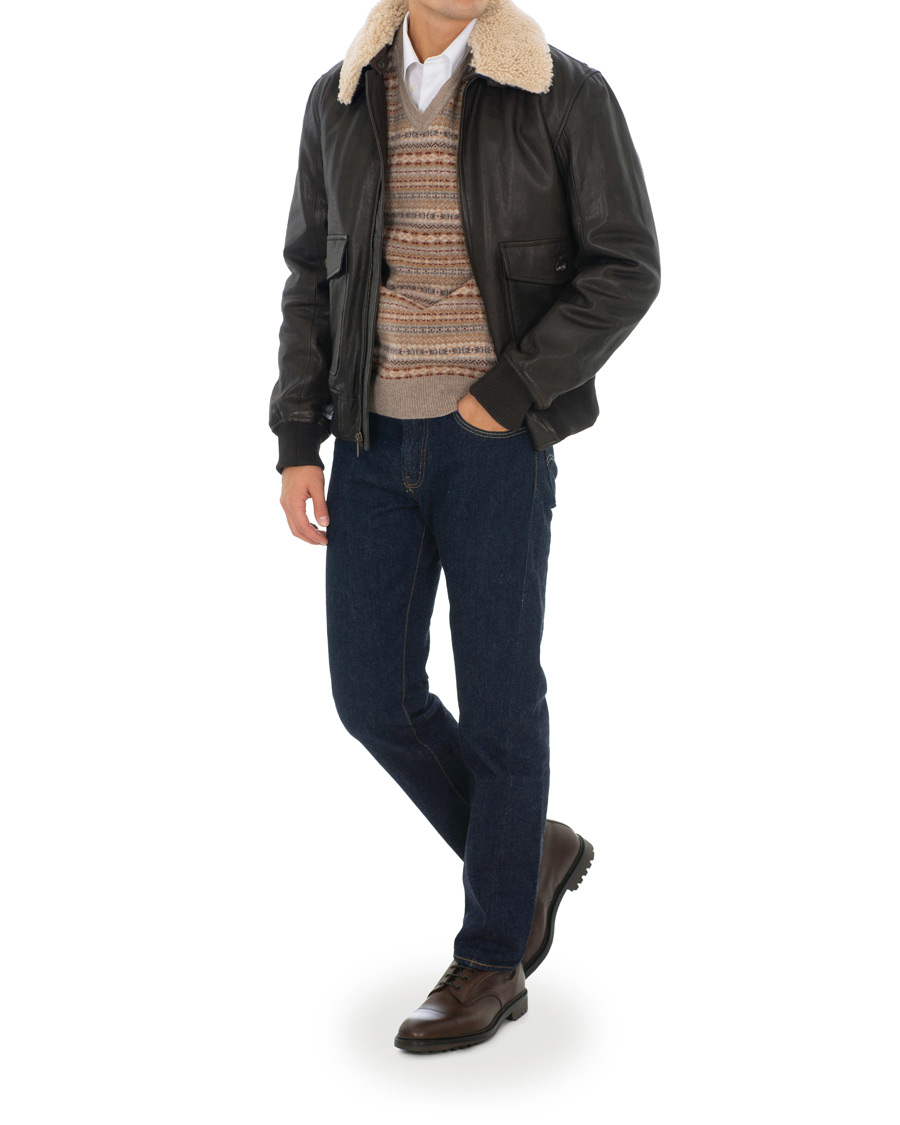 Herre | Jakker | Brooks Brothers | Aviator Shearling Bomber Jacket Vintage Brown