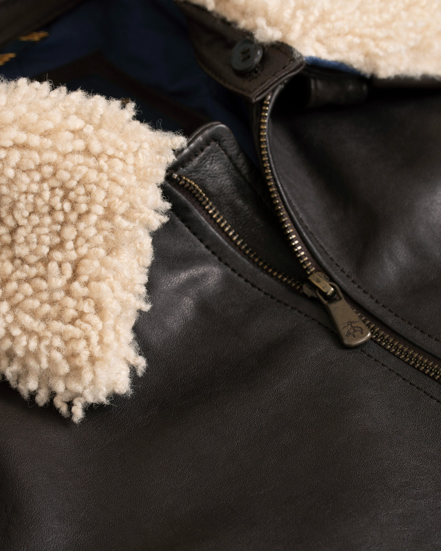 Herre | Jakker | Brooks Brothers | Aviator Shearling Bomber Jacket Vintage Brown