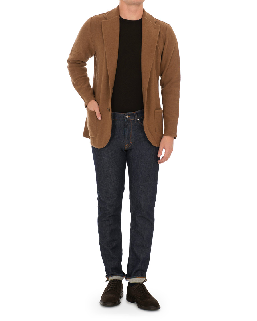 Herre | Dressjakker | Lardini | Knitted Wool Blazer Brown