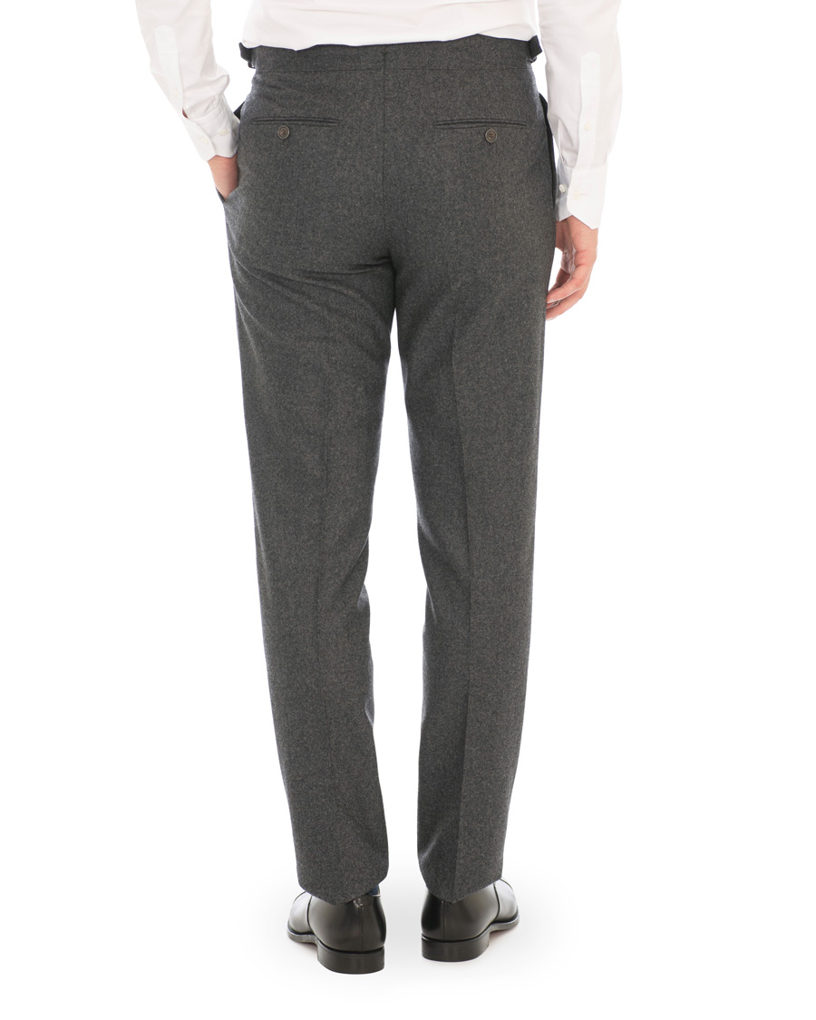 Herre | Bukser | Lardini | Two Pleat Zip Side Buckle Flanell Trousers Grey