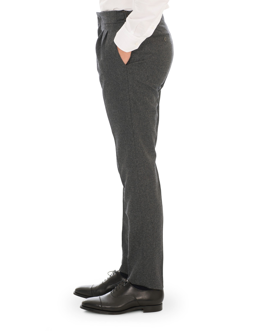 Herre | Bukser | Lardini | Two Pleat Zip Side Buckle Flanell Trousers Grey