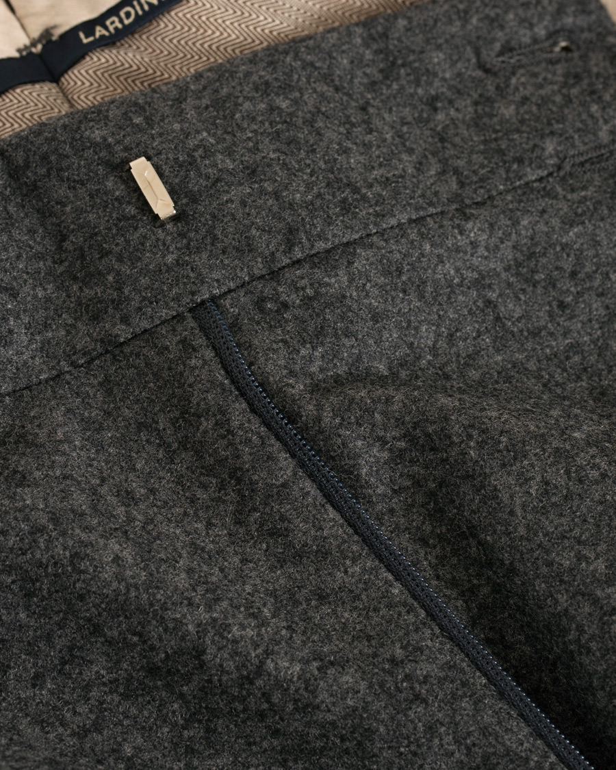 Herre | Bukser | Lardini | Two Pleat Zip Side Buckle Flanell Trousers Grey