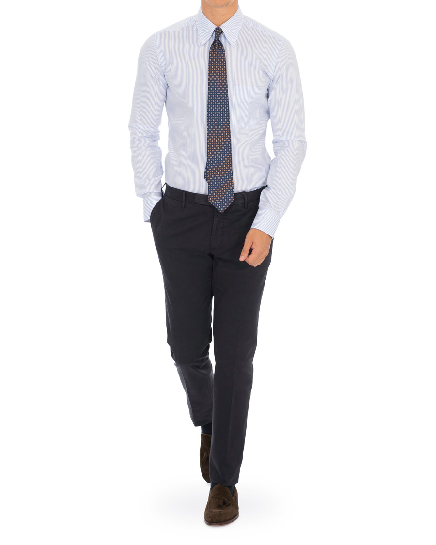 Herre | Skjorter | Barba Napoli | Slim Fit Oxford Button Down Shirt Blue Striped