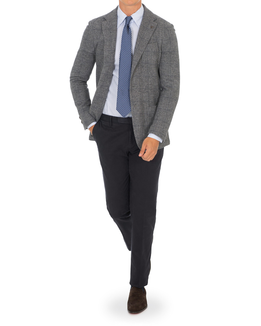 Herre | Dressjakker | Canali | Glencheck Jersey Blazer Grey Melange