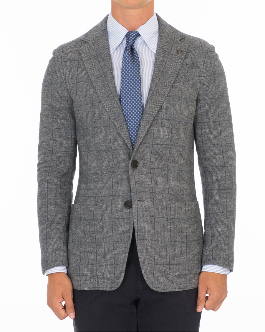 Herre | Dressjakker | Canali | Glencheck Jersey Blazer Grey Melange