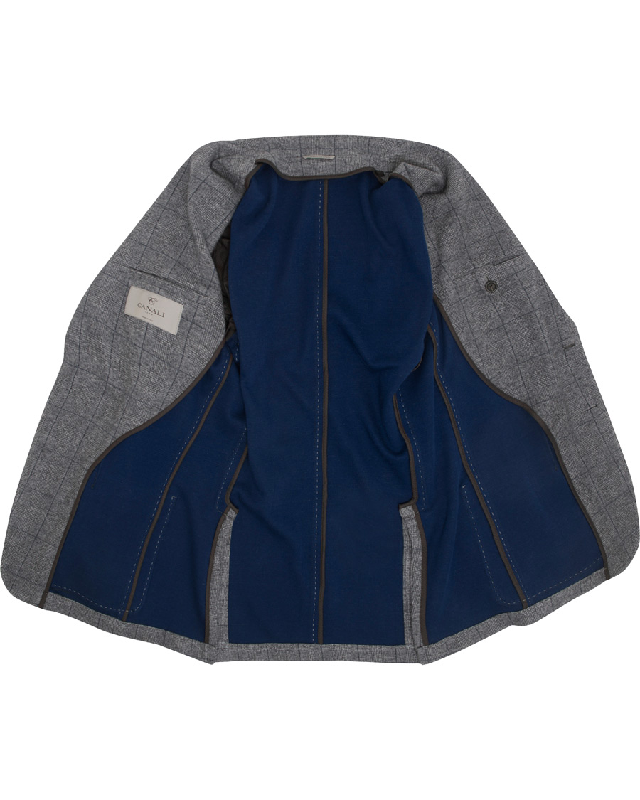 Herre | Dressjakker | Canali | Glencheck Jersey Blazer Grey Melange