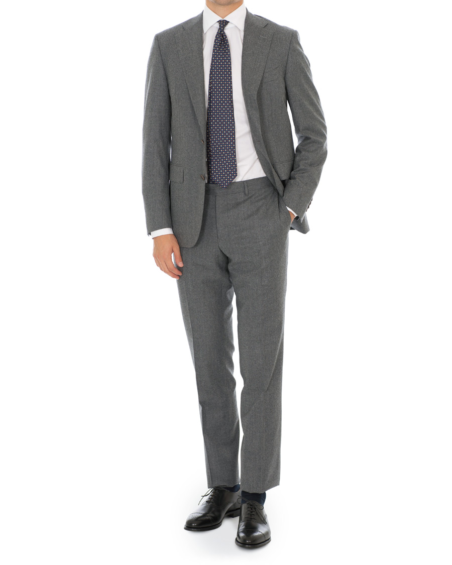 Herre | Dressjakker | Canali | Capri Flannel Patch Pocket Blazer Grey Melange