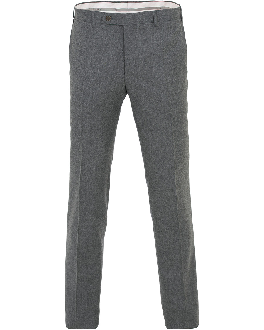 Herre | Bukser | Canali | Capri Slim Fit Flannel Trousers Grey Melange