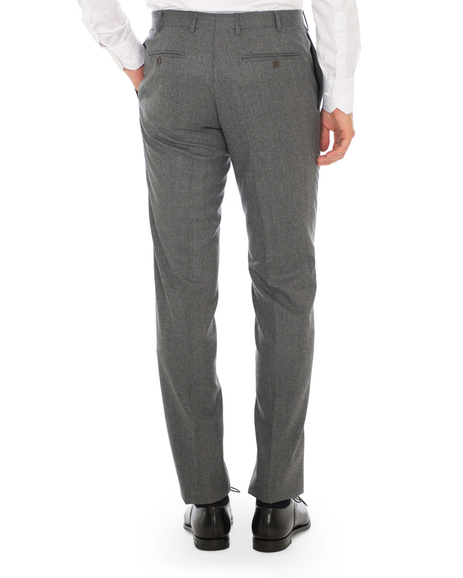Herre | Bukser | Canali | Capri Slim Fit Flannel Trousers Grey Melange