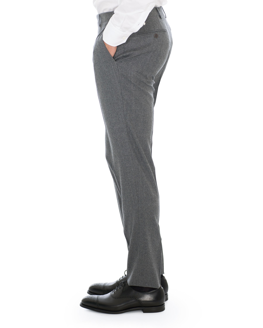 Herre | Bukser | Canali | Capri Slim Fit Flannel Trousers Grey Melange