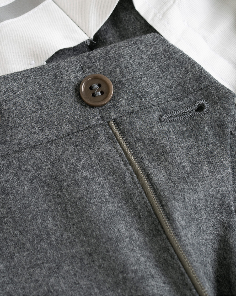 Herre | Bukser | Canali | Capri Slim Fit Flannel Trousers Grey Melange