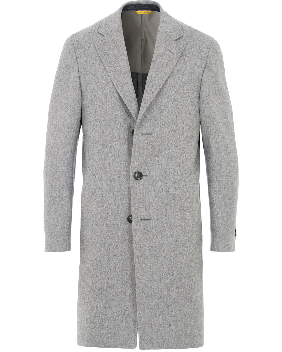 Herre | Jakker | Canali | Kei Double Faced Wool Coat Grey Melange