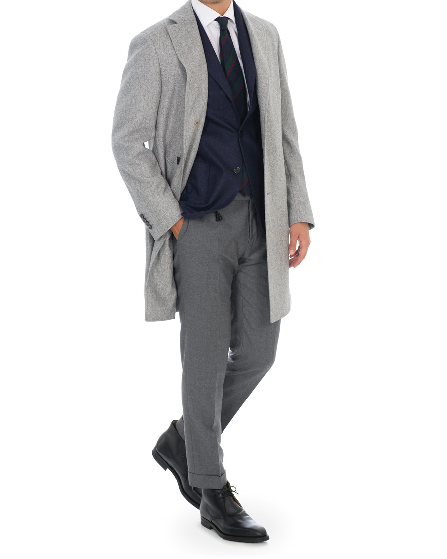 Herre | Jakker | Canali | Kei Double Faced Wool Coat Grey Melange