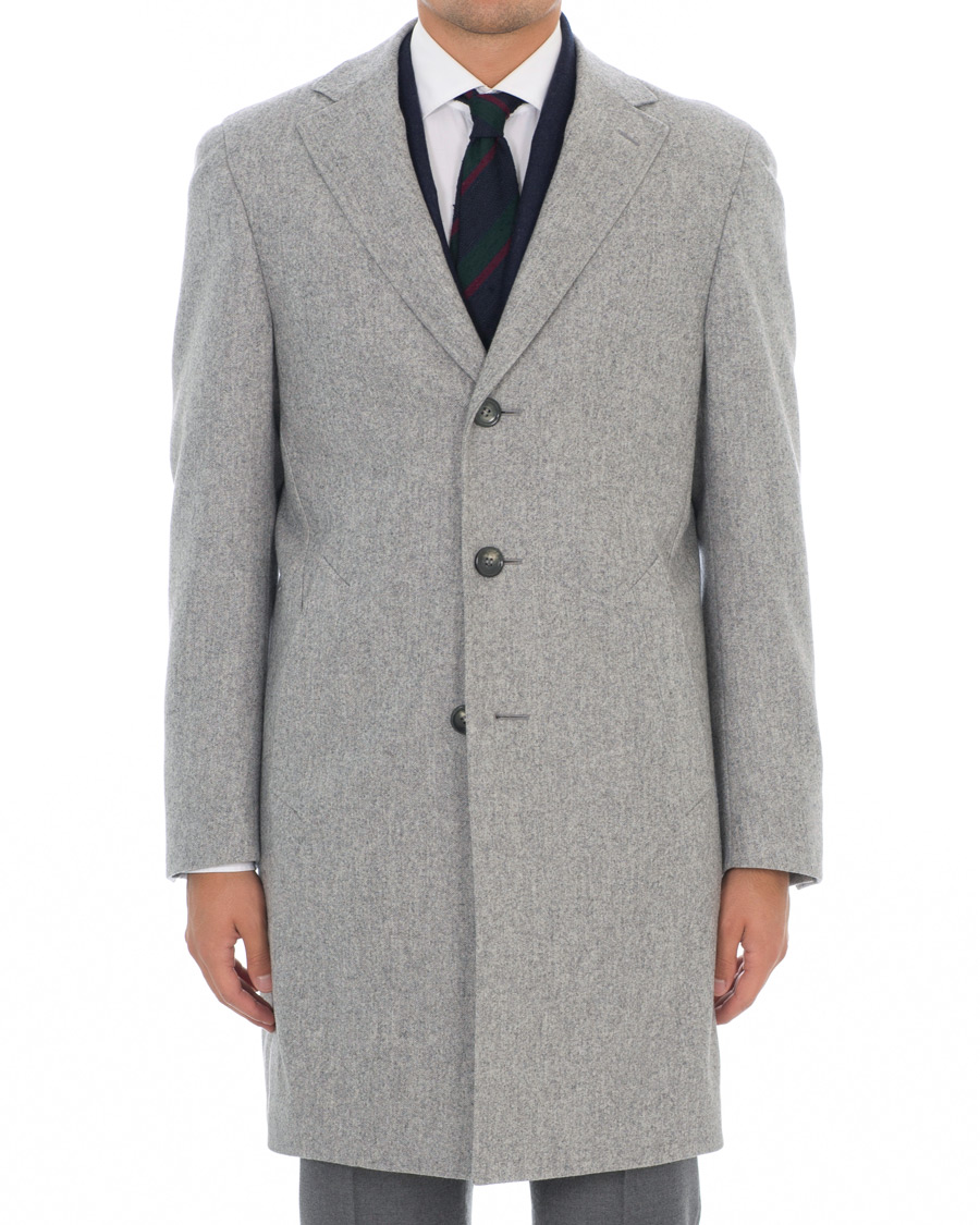 Herre | Jakker | Canali | Kei Double Faced Wool Coat Grey Melange