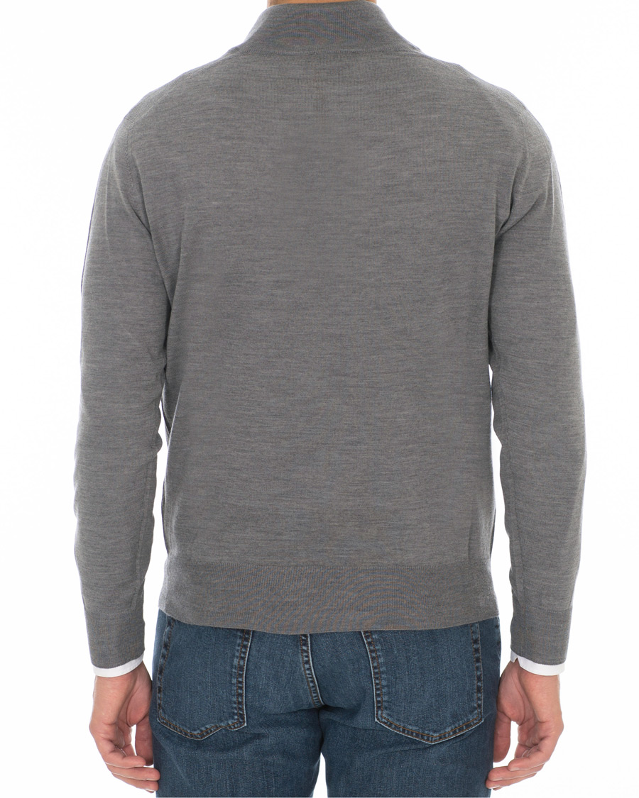 Herre | Gensere | Canali | Merino Wool Half Zip Sweater Grey Melange